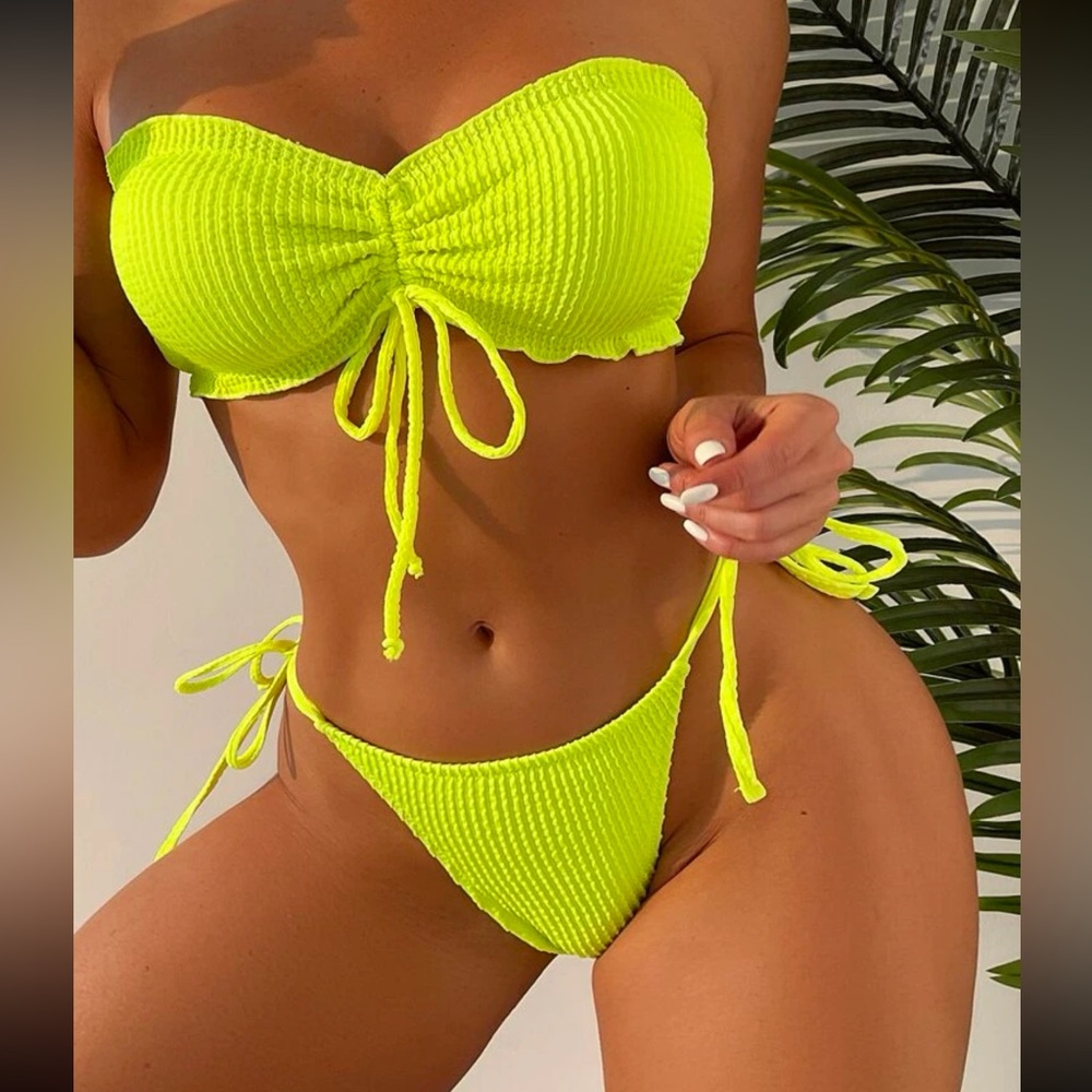 Swim Vcay con cordón delantero Bandeau Bañador bikini tanga